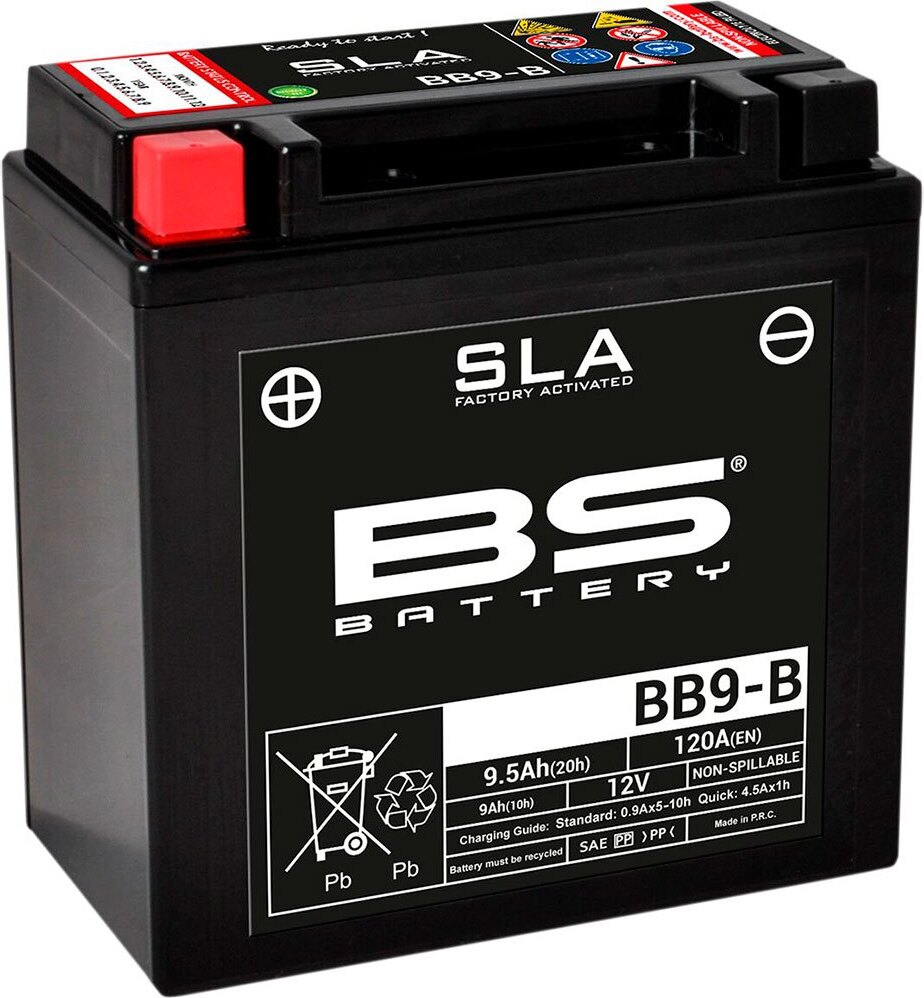 BS Battery SLA Wartungsfreie Batterie BB9-B, 12V, 9,5 Ah, wartungsfrei, werkseitig aktiviert, hohe Sicherheits- und Vibrationsfestigkeit