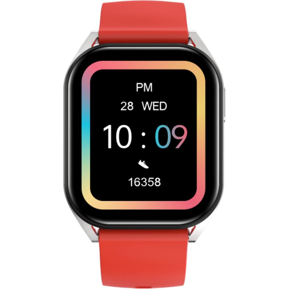 Canyon Smartwatch Chatter SW-58 BT-CALL, Silber Rot, Bluetooth-Anruffunktion, LCD-Bildschirm, 128 MB Speicher