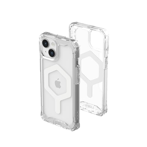 URBAN ARMOR GEAR Plyo Hülle kompatibel mit Apple iPhone 15 [Wireless Charging/Magnetisches Aufladen kompatibel, Sturzfeste Air-Soft Ecken, Erhöhter Rand] Ice (transparent) / weiß