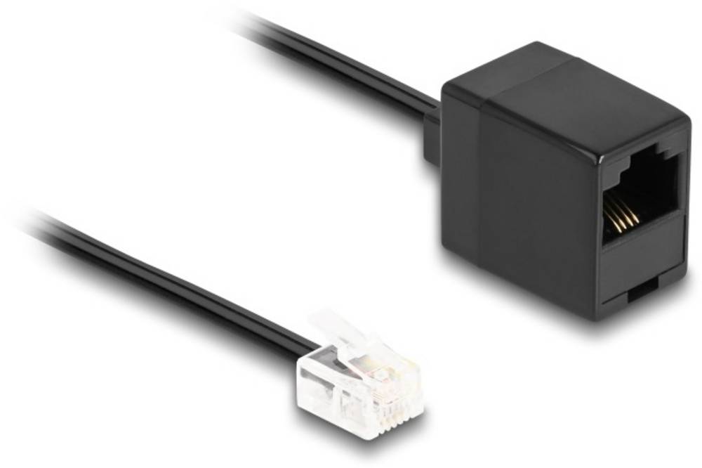 Delock Telefon Anschlusskabel analog, 5m flach und flexibel, schwarz