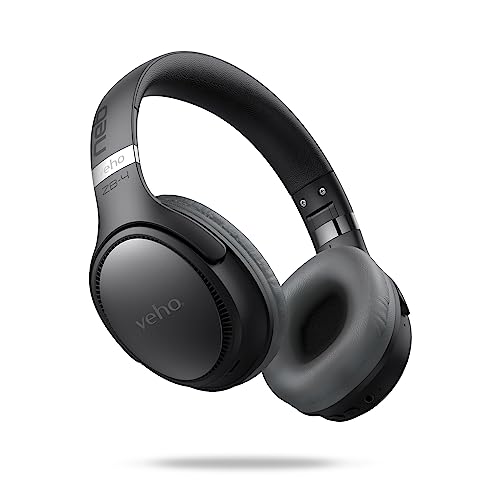 Veho ZB-4, Kabellose Over-Ear-Kopfhörer mit Mikrofon, 36h Spielzeit, 5.3 Bluetooth, 44mm Treiber, USB-C Laden, schwarz