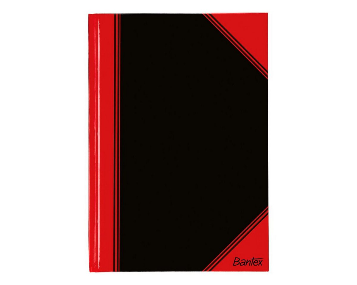 Bantex Notizbuch Chinakladde A6, Hardcover, kariert, 96 Blatt, schwarz-rot, 60 g/m² holzfreies Papier