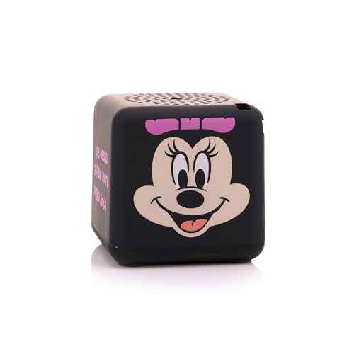 Bitty Boomers Disney Minnie Maus, Würfelförmiger Mini Bluetooth-Lautsprecher mit kraftvollem Sound, kompakt und tragbar