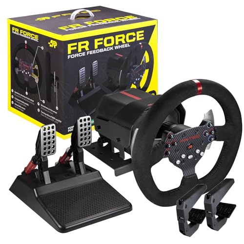 FRTEC Lenkrad mit Pedalen FR FORCE, Force-Feedback 3,2 Nm, Alcantara-Finish, PS4 Xbox Series Xbox One PC