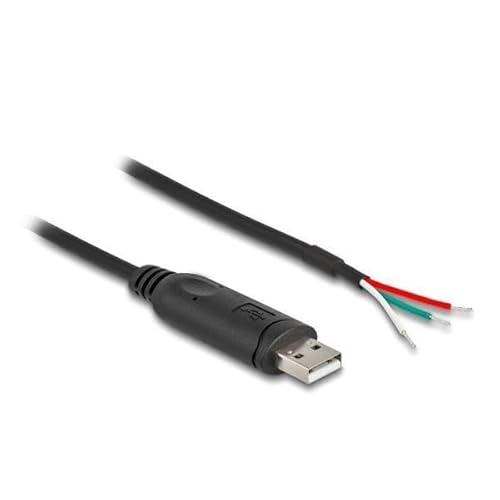 DELOCK Adapterkabel USB 2.0 Typ-A zu seriell RS-485, 2m, schwarze Kabel mit offenen verzinnten Enden, FTDI FT232R Chipsatz