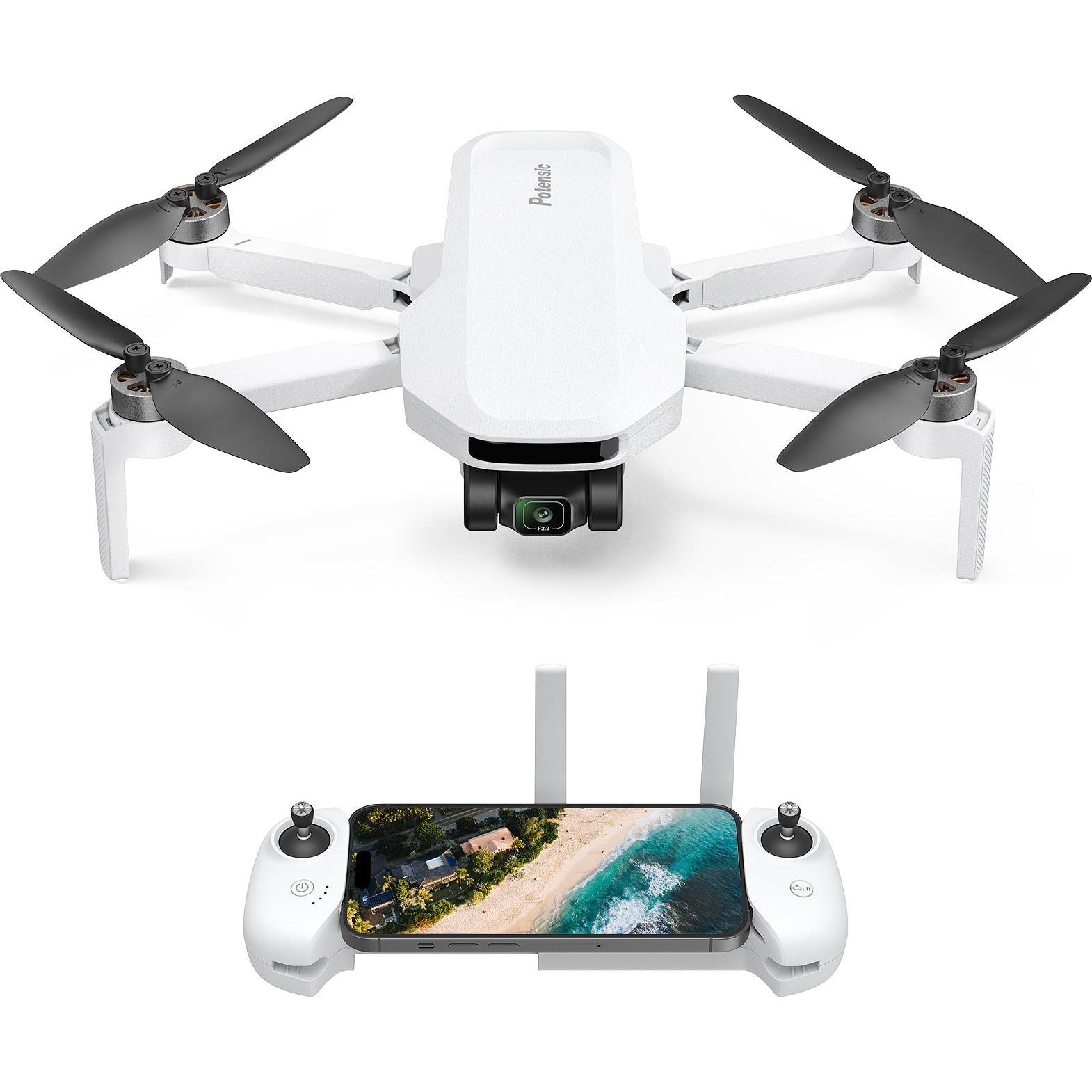 Potensic Atom Lt Standard Kit, Kameradrohne mit 12 MP Kamera, 40 Minuten Flugzeit, 249 g, Weiss/Schwarz