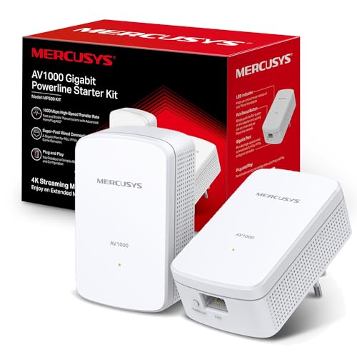 Mercusys POWERLINE AV1000 KIT 1P GIGABIT 1000MBPS 2 UNITÀ (1200 Mbit/s), Powerline, Weiss