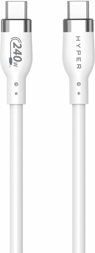 Targus HyperJuice HJ4002WHGL, 2m USB-C Ladekabel mit 240W Ladeleistung, Silikon-Design in Weiß