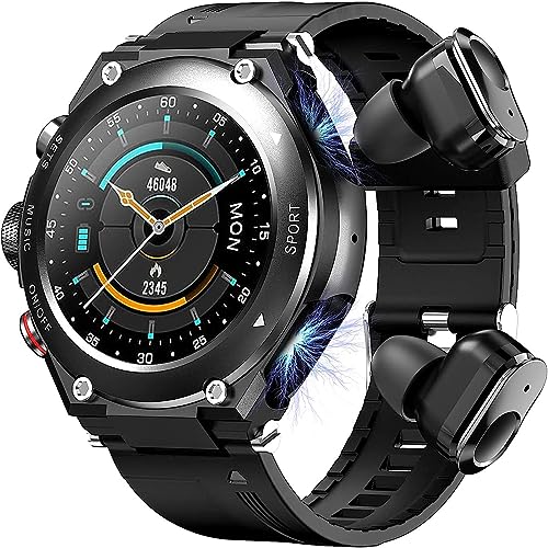 CISIYOO 2 in 1 Smart Watch mit Kopfhörer, intelligente Uhr mit integriertem Bluetooth, Lautsprecher, Fitness-Tracker, Lautsprecher, Aufnahme, Körperthermometer