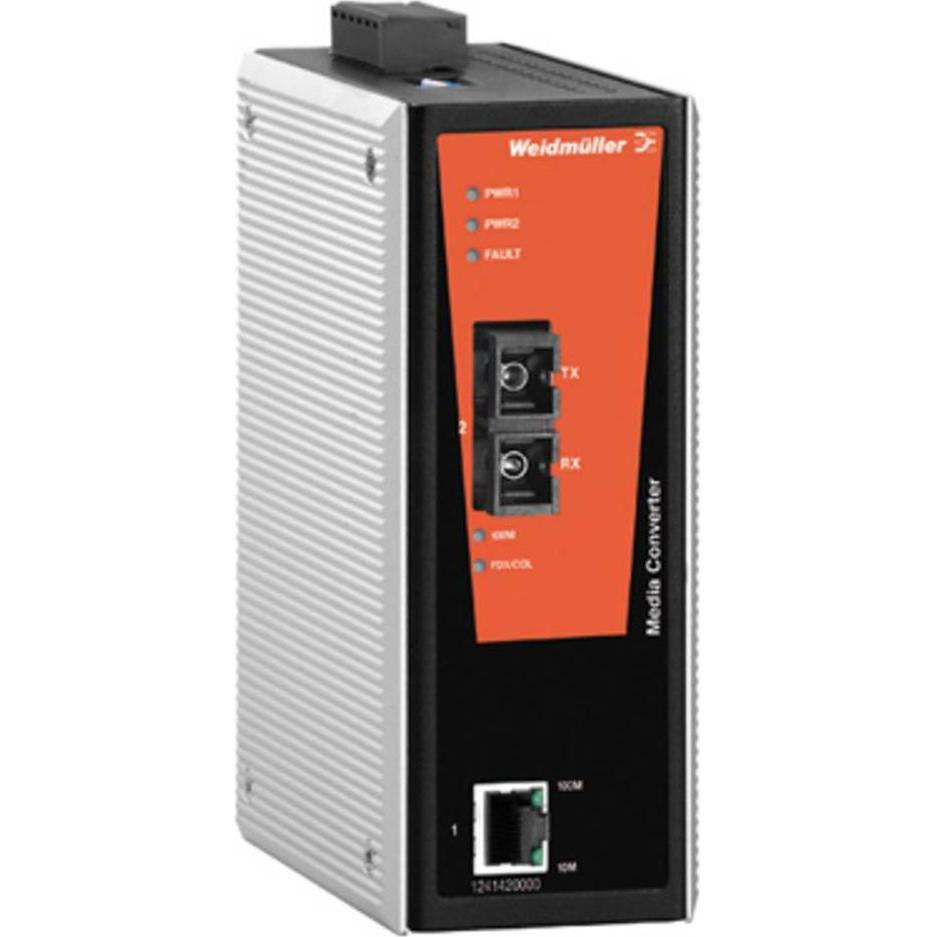 Weidmüller IE-MC-VLT-1TX-1SCS, Medien Konverter mit 1 Port, Netzwerk Switch für industrielle Anwendungen, orange