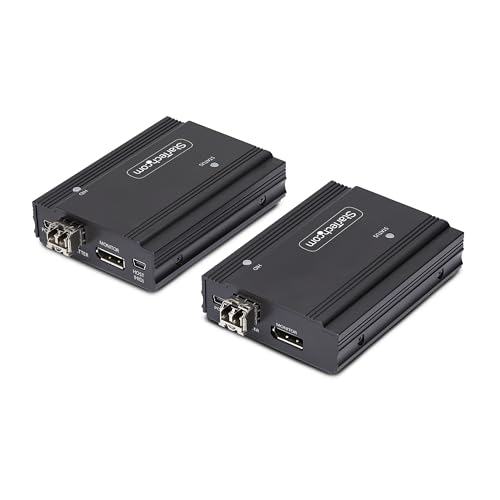 StarTech.com DisplayPort KVM Extender über Glasfaser, 4K60Hz, Konsolen-Extender 300m (Multimode), 4K KVM Verlängerung LWL, Schwarz