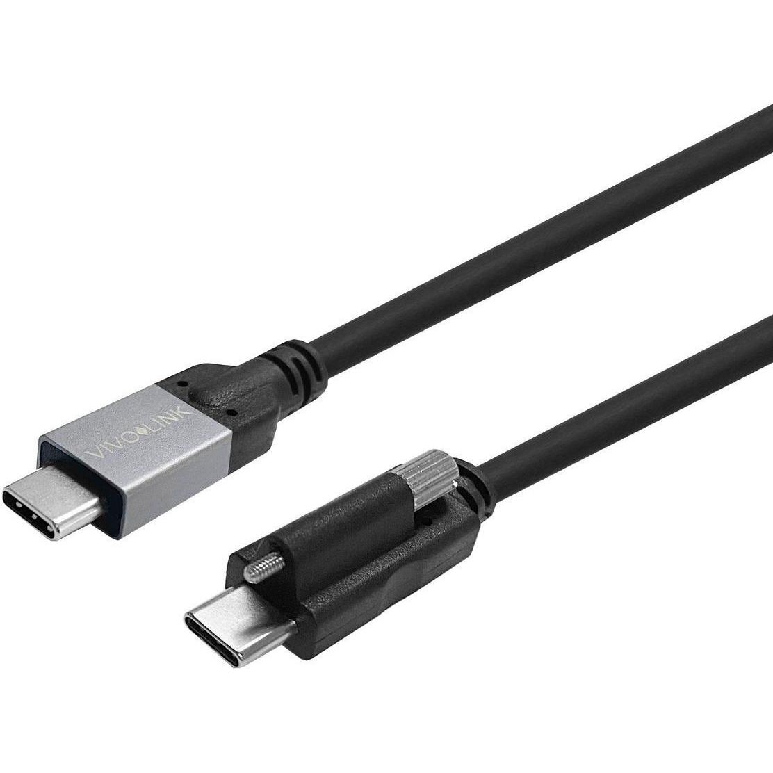 Vivolink USB-C Screw to USB-C Cable, 20 Gbps Datenübertragung, 100 Watt Leistung, Schraubverschluss