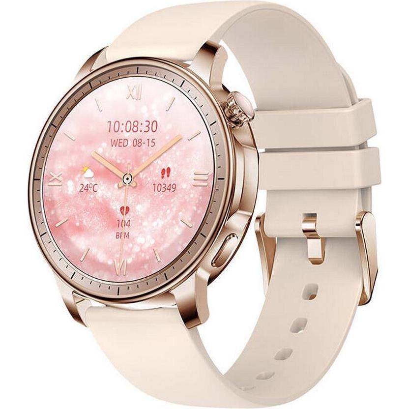 Colmi V65, Smartwatch in Gold mit 1,32 Zoll AMOLED-Display, Herzfrequenz- und Blutdruckmessung, IP68 Wasserbeständig, lange Akkulaufzeit