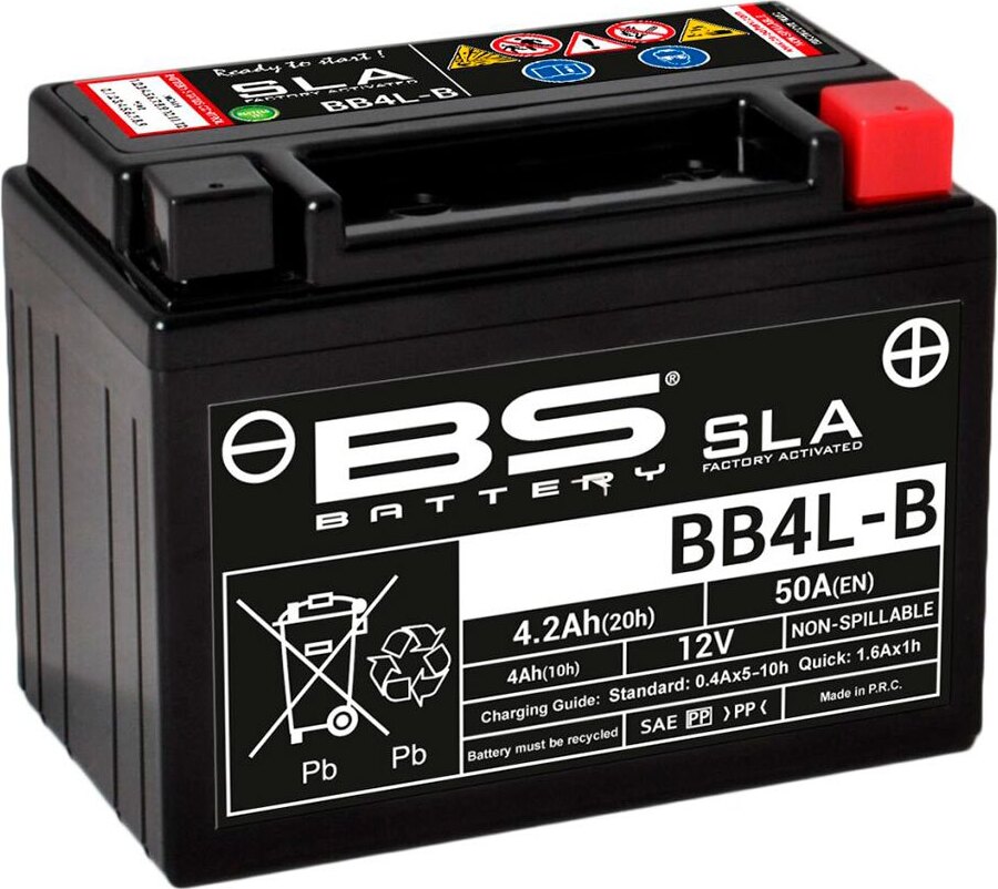 BS Battery BB4L-B SLA Wartungsfreie Batterie, werkseitig aktiviert, 12V, 4,2Ah, auslaufsicher und vibrationsfest