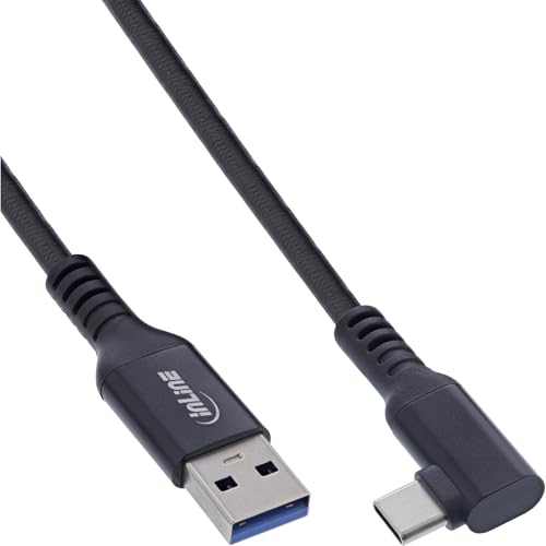 InLine® USB-C VR Kabel 5m, gewinkelt auf USB-A, USB 3.2 Gen.1, 60W Leistung, 5Gb/s für Meta/Oculus VR-Brillen, schwarz, 35715V