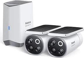 Baseus S1 Pro Videoüberwachungsset, Kabellos, 3K Auflösung, IP67, Solarpanel mit Nachführsystem, HomeStation H1 + 2 Kameras