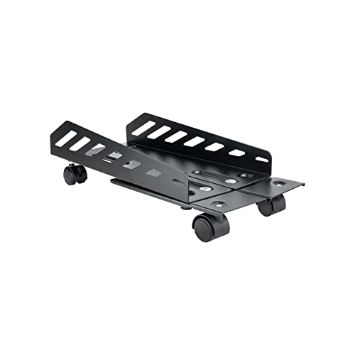 TooQ UMCS0024-B, Bodenstativ mit Rollen für CPU, Metall, schwarz, max. 25 kg, Breite 160-300 mm