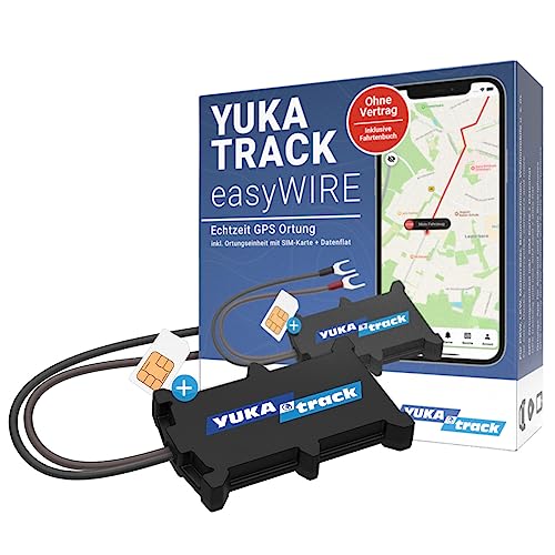 YUKAtrack EasyWire GPS Fahrtentracker, inklusive SIM-Karte und Datenflat, wasserbeständig, mit Geo Fencing und Fahrtenbuch