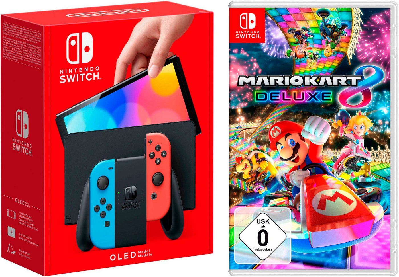 Nintendo Switch OLED, Konsole mit 7 Zoll OLED-Bildschirm und Mario Kart 8 Deluxe, Neon