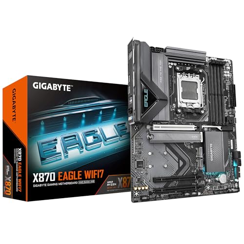 Gigabyte X870 Eagle WIFI7 Motherboard - Unterstützt AMD Ryzen 9000 CPUs, 14+2+2 Phasen VRM, bis zu 8000MHz DDR5 (OC), PCIe 5.0, Wi-Fi 7, 2.5GbE LAN, USB 4