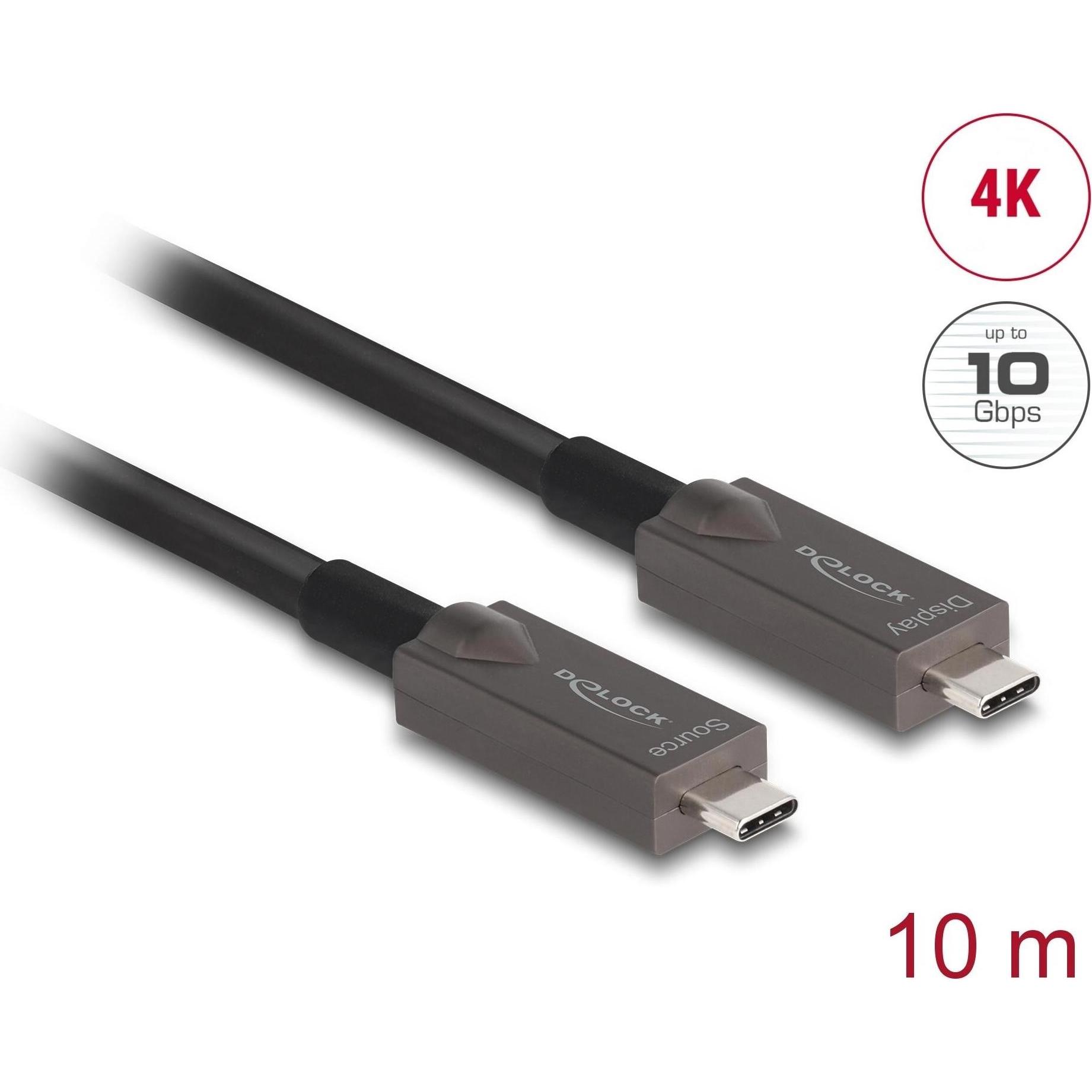 Delock Aktives Optisches USB-C™ Kabel, 10 m, USB 3.2 Gen 2, 4K Ultra HD, 10 Gbps, PD bis 60W