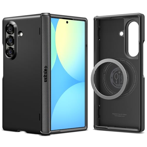 Spigen Slim Armor Pro MagFit Hülle für Samsung Galaxy Z Fold 7, MagSafe-kompatibel mit SecuLink Metallverbindung und Scharnierschutz – Schwarz