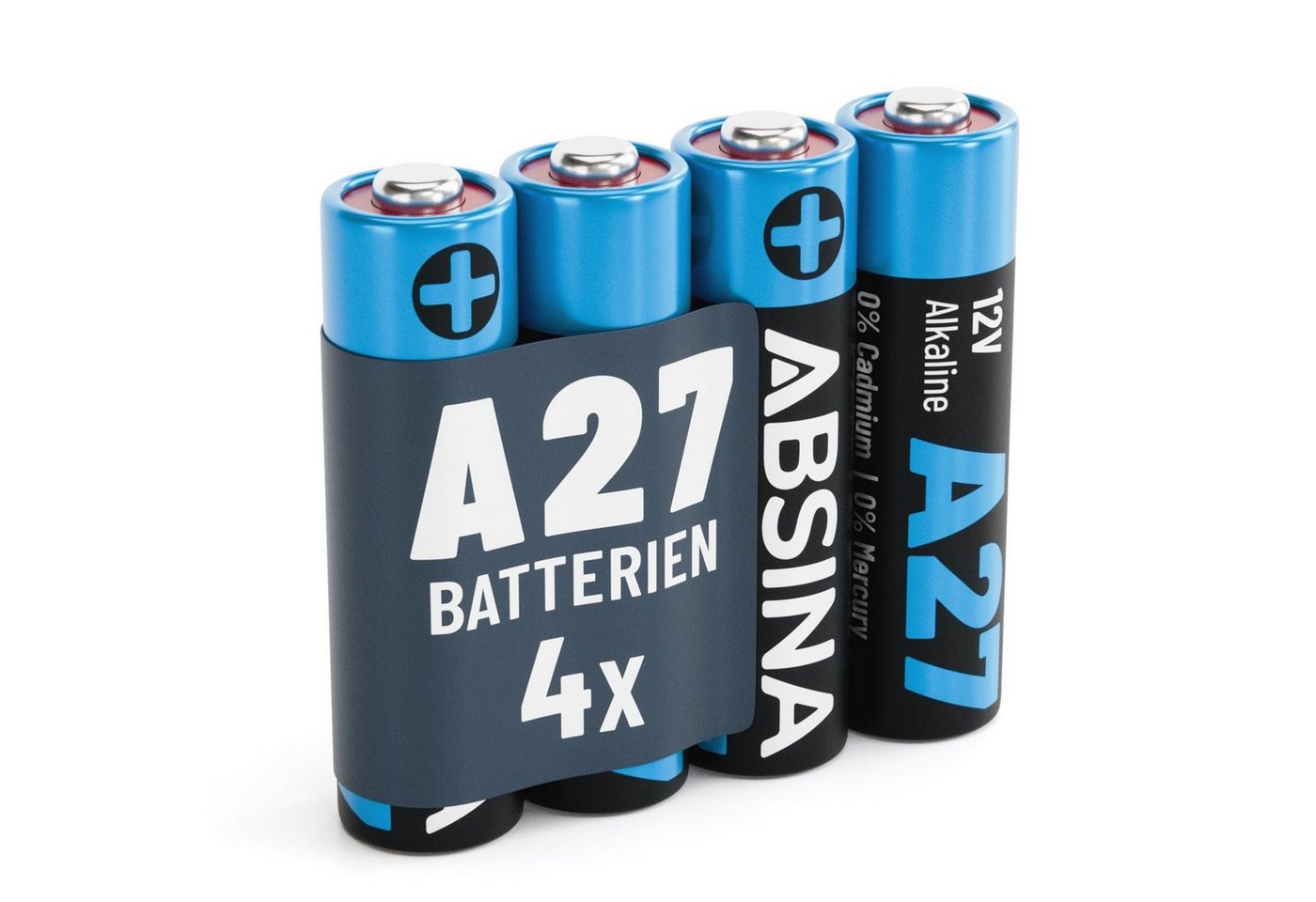 ABSINA 4x 27A 12V Batterie für Garagentoröffner, Alkaline mini Batterie, 1 St. - Hohe Kapazität und Langlebigkeit - Inkl. 4 Batterien
