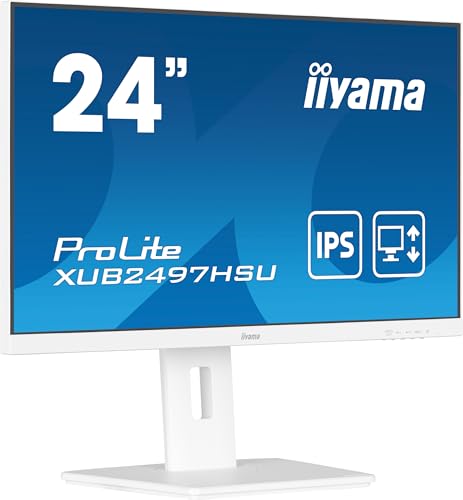 iiyama Prolite XUB2497HSU-W2 60,5cm 23,8" IPS LED-Monitor Full-HD 100Hz HDMI DP USB2.0 Slim-Line Höhenverstellung Pivot Adaptive Sync weiß
