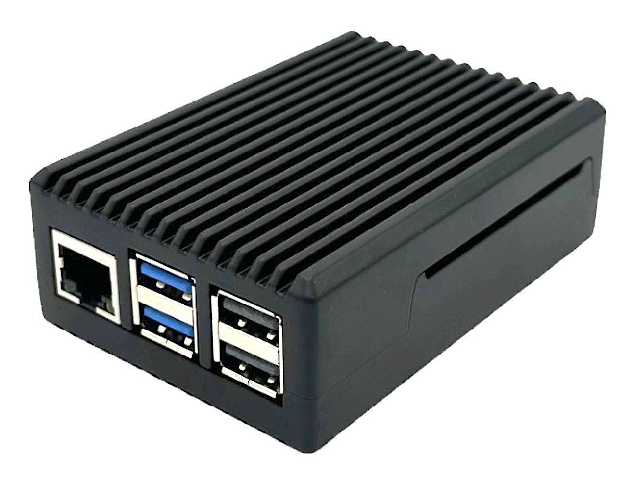 BerryBase PC-Gehäuse Full Armor Gehäuse für Raspberry Pi 5, Schwarz, aus Aluminium, stabiler Aufbau, effiziente Wärmeableitung