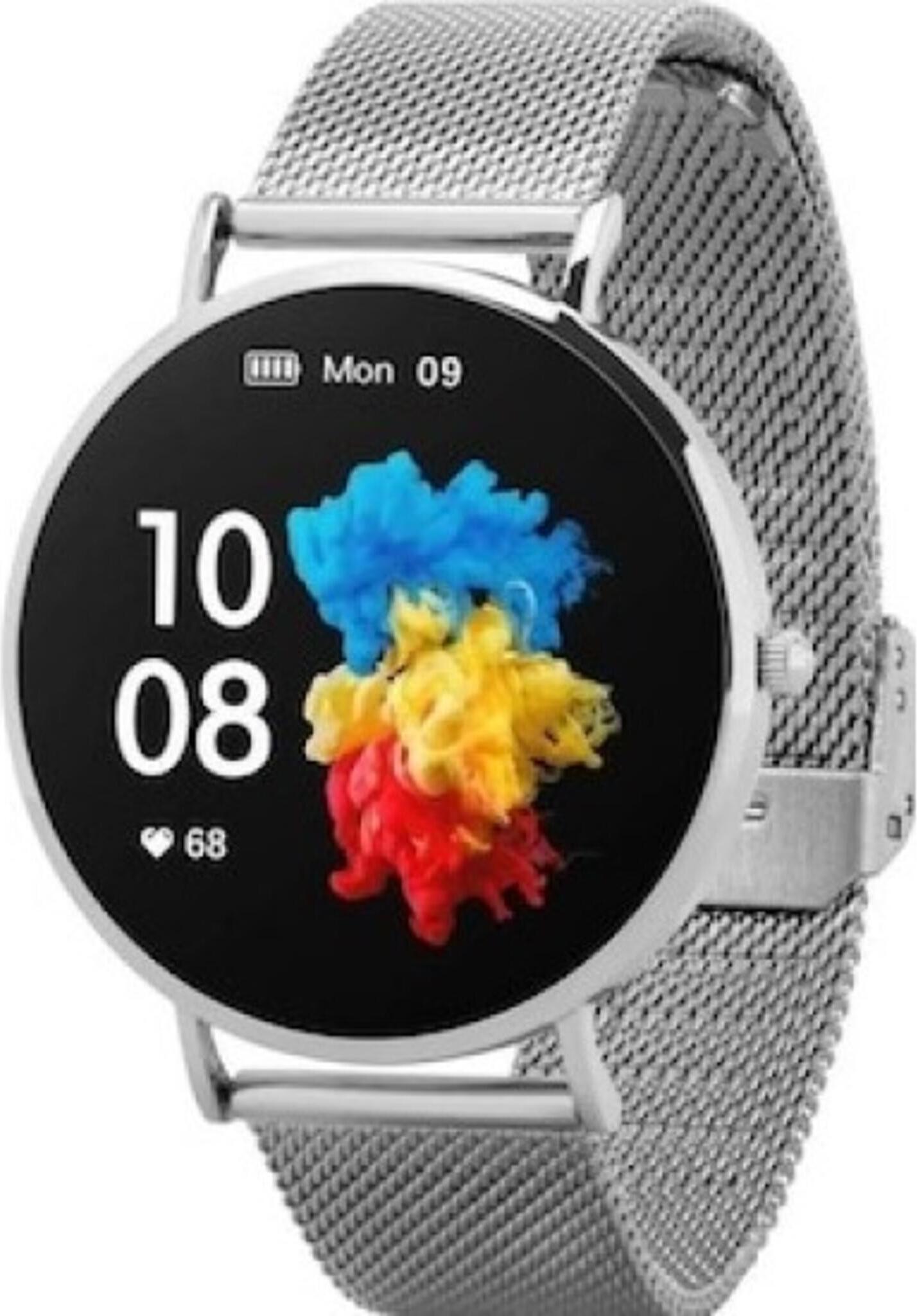 Garett Verona Smartwatch (Silber/Stahl) mit AMOLED-Bildschirmtechnologie und IP67 Wasserschutz
