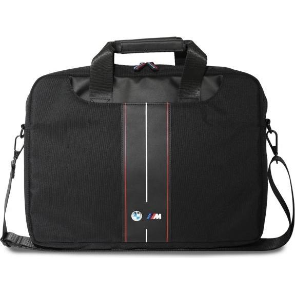 BMW BMCB15COMPVSKR Laptop-Tasche, 16" aus strapazierfähigem Nylon mit rotem Streifen, schwarz/rot