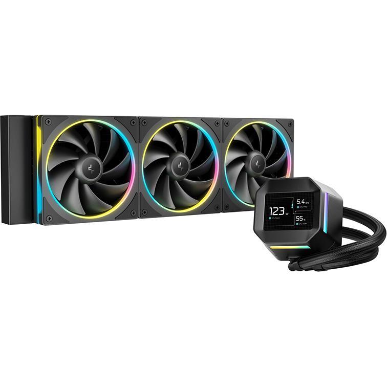 Deepcool K Cooler Wasserkühlung LM360, CPU Wasserkühler mit 2,4-Zoll-IPS-Display, MP4-Wiedergabe und optimierter Pumpe, Schwarz