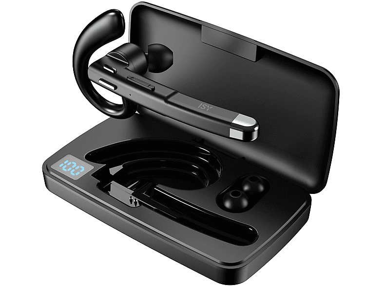 ISY IBO-3000, In-ear Bluetooth Headset mit Ladecase, 30 Stunden Akkulaufzeit, Schwarz