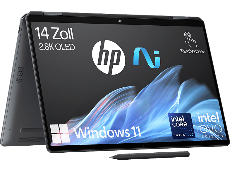 HP OmniBook Ultra Flip 14, Convertible mit Touchscreen, Intel® Core™ i7, 32 GB RAM, 2 TB SSD, Arc™ GPU, Eclipse Gray, Windows 11 Home