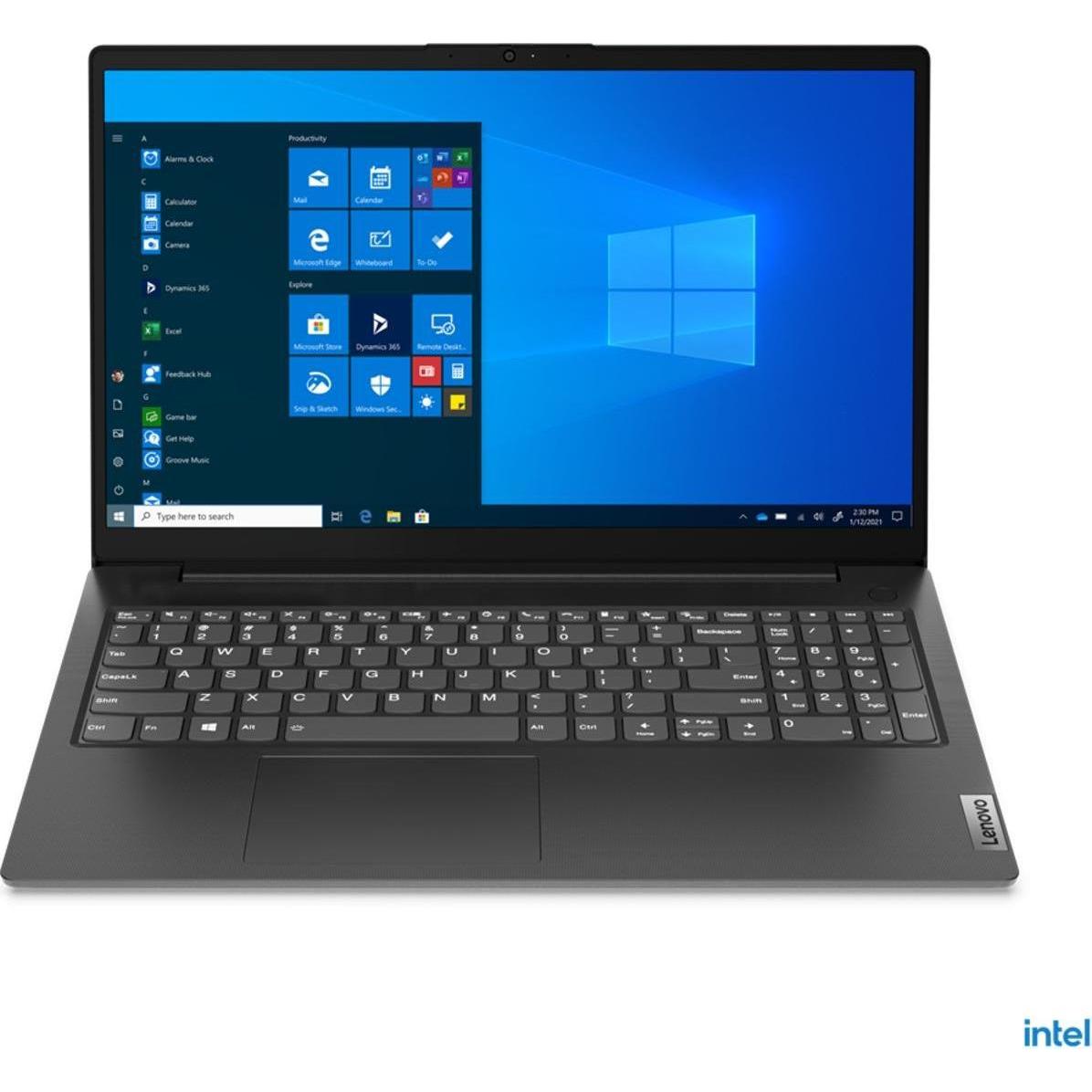 Lenovo V15 G2 IJL, 15.6" Full HD Notebook mit Intel Celeron N4500, 8 GB RAM, 256 GB SSD, Windows 11 Pro, Schwarz