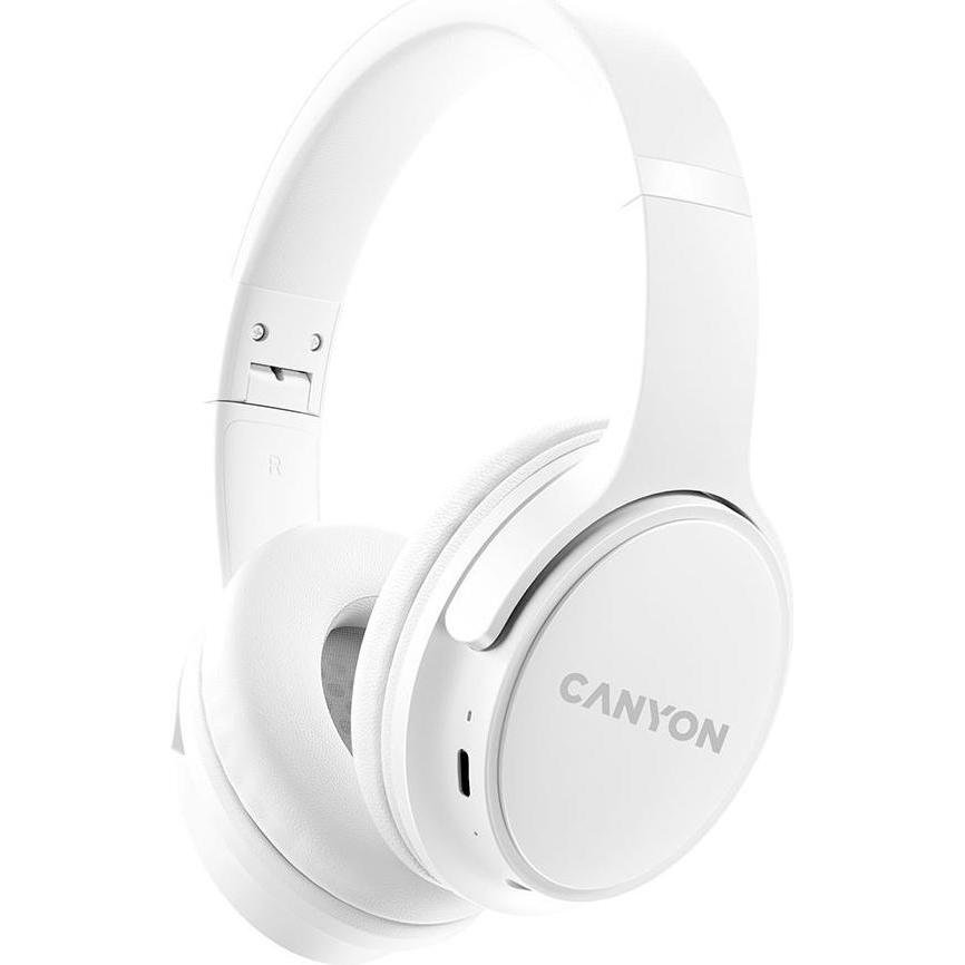 Canyon OnRiff 4, Kabelloses Bluetooth Headset On-Ear mit 50 h Akkulaufzeit, Bluetooth 5.3, weiss