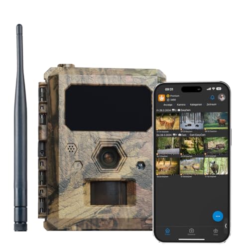 ICUserver ICU CLOM EasyCam, Wildkamera mit 4G/LTE, 50° Linse, 0,3s Auslösezeit, wetterfest, inkl. 500 Coins und 16 GB SD-Karte