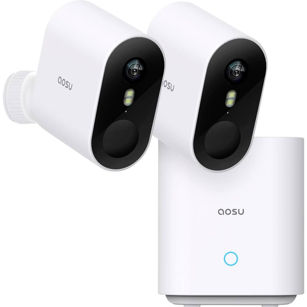 Aosu C6P C6P0.WAEU02000 WLAN IP Überwachungskamera-Set, 2048 x 1536 Pixel, drahtlos, batteriebetrieben, weiss, mit 32 GB erweiterten Speicher
