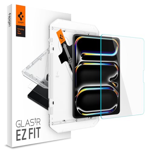 Spigen Glas.tR EZ Fit Schutzglas kompatibel mit iPad Pro 13 Zoll M4 (2024), Installationsschablone, Kristallklar, 9H Folie