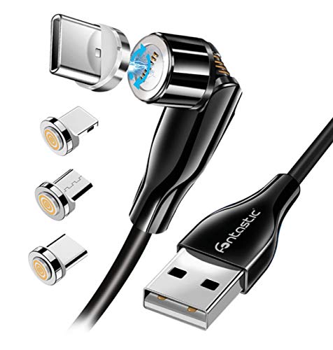 Fontastic Cavo Magnetico di Ricarica e Dati USB 3-in-1 Ruotabile 540&deg 1,2m Nero Nero 1,2 metri