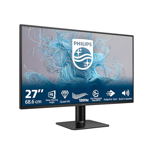 Philips 27E2N2500, 27 Zoll QHD Monitor mit 120Hz, 1ms MPRT, IPS, Adaptive Sync, HDR10, Schwarz/Rot
