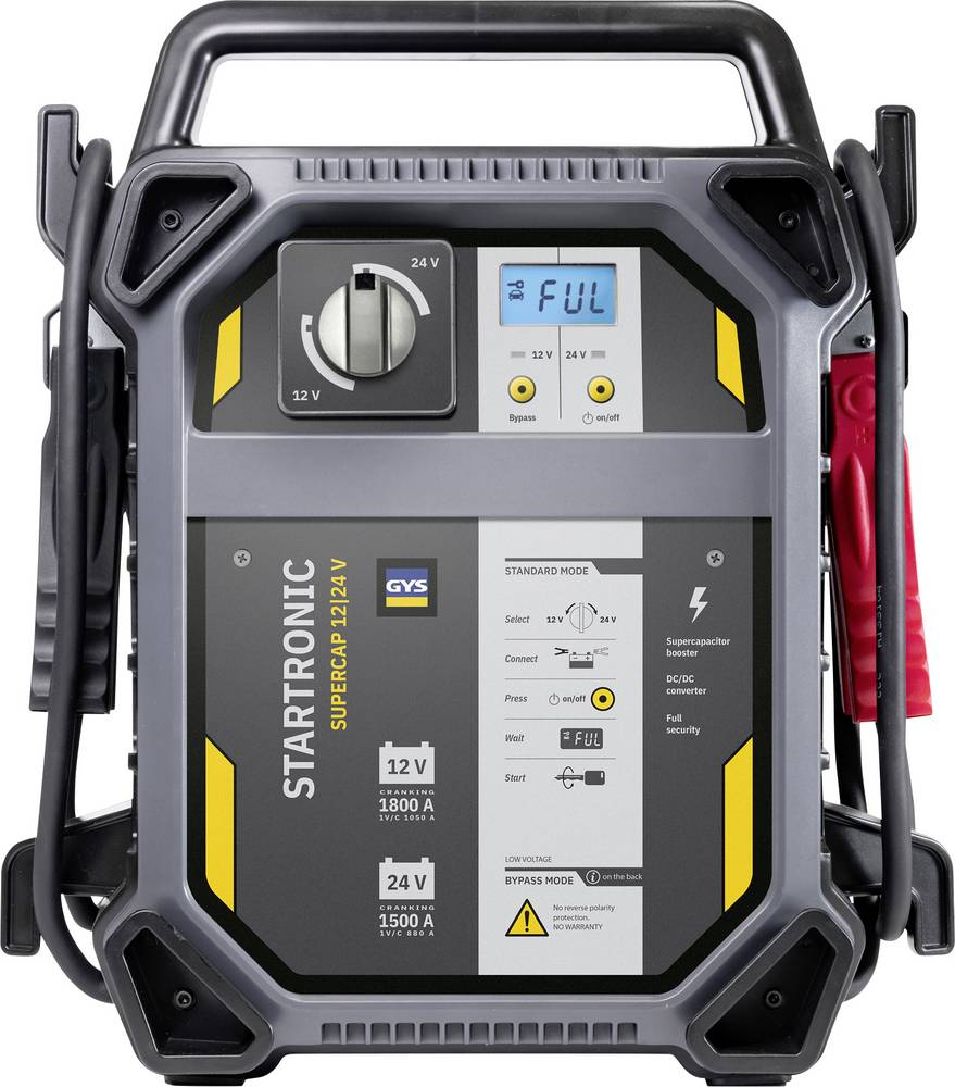 GYS STARTRONIC SUPERCAP 12/24V 082816, Schnellstartsystem 12V/24V mit digitaler Anzeige, tragbar und ultraschnelles Laden