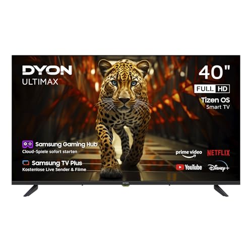 DYON ULTIMAX 40F-TI, 40 Zoll (100 cm) Full-HD Smart TV mit Samsung Tizen OS, Triple Tuner (DVB-C/-S2/-T2), Gaming Hub, Prime Video, Netflix, Disney+ [2025]