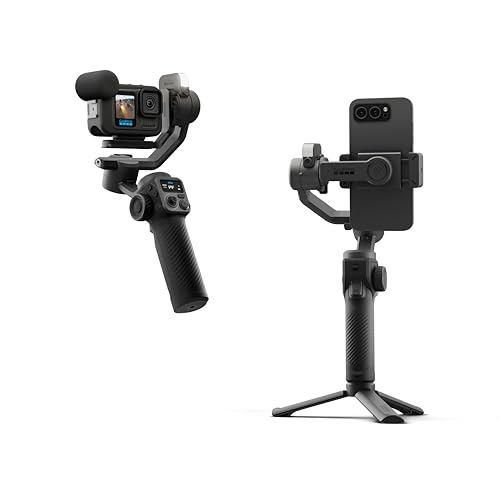 GoPro Fluid Pro AI 3-Achsen-Gimbal-Stabilisator mit Motivverfolgung, Beleuchtung und kabelloser Kamerasteuerung für GoPro und Smartphones, tragbar, 360°-Drehung, Geräteaufladung