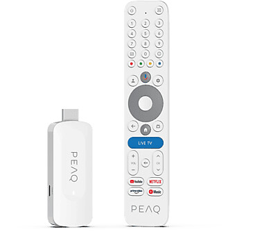 Peaq PGS 1000 TV Stick mit Google TV, Full HD, Dolby Audio & Google Assistant – Plug & Play Streaming