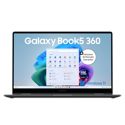 Samsung Galaxy Book5 360 15,6" 2-in-1-Laptop, Convertible AI-Notebook mit Intel Core Ultra 5 Prozessor, 16 GB RAM, 512 GB Speicher, Moonstone Gray