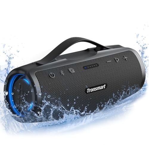 Tronsmart Mirtune S100 Bluetooth Lautsprecher, IPX7 wasserdicht, 5.3 Bluetooth, 20 Stunden Lange Akkulaufzeit, Schwarz