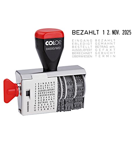 Colop 04000/WD Datumstempel mit 12 Lagertexten