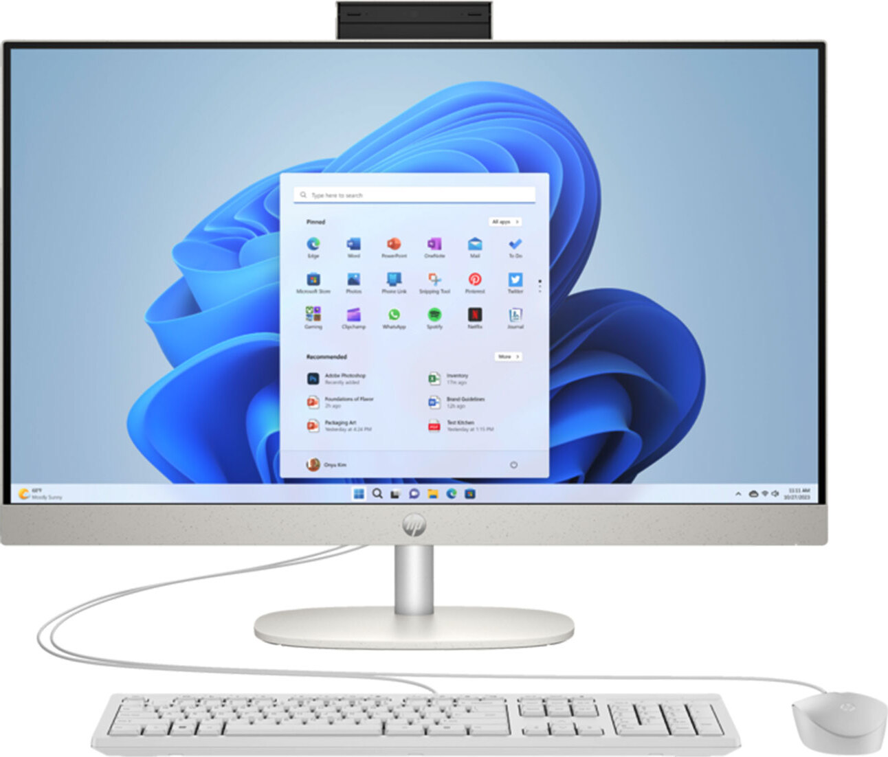 HP AZ5T6EA 27-cr0655ng All-in-One Desktop-PC muschelweiß, 27 Zoll Full HD Display, AMD Ryzen 5, 16 GB RAM, 1 TB SSD