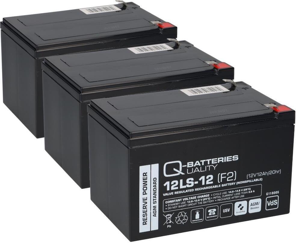 Q-Batteries Kompatibler Akku E Roller E Scooter Quad E Bike 36V 3x 12V 12Ah AGM, Blei-Akku für Miniquad, Golfcaddies und mehr